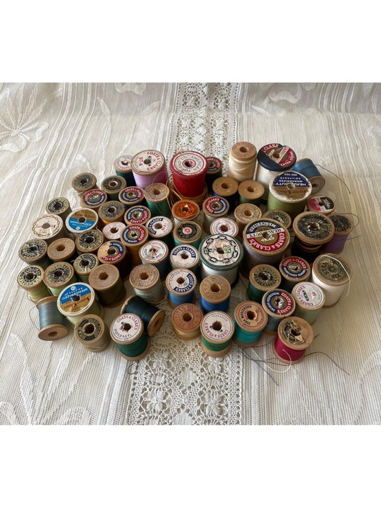 Other - Vintage Wooden Thread Spools Lot of 60 Crafting Sewing Primitive Decor